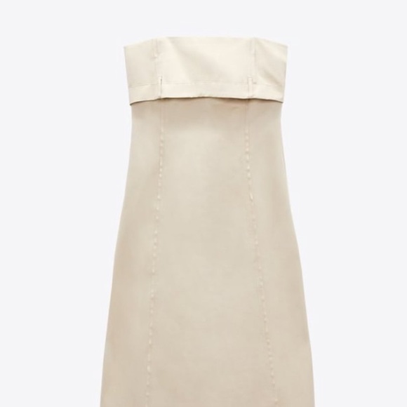 NWT ZARA GABARDINE DRESS  LIGHT BEIGE - Size L - Picture 7 of 7